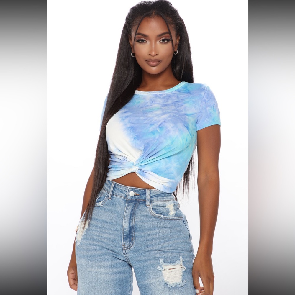 Vintage Baddie TieDye Top Blue/combo